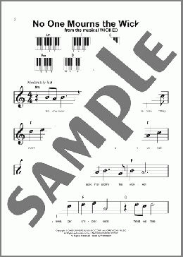 No One Mourns The Wicked (from Wicked)（Stephen Schwartz）のピアノソロ楽譜のサンプル画像