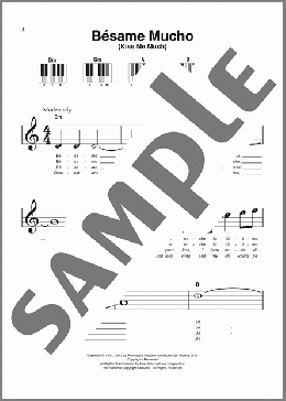 Besame Mucho (Kiss Me Much)（Consuelo Velazquez）のピアノソロ楽譜のサンプル画像