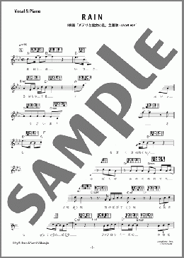 RAIN (ピアノコード付き)（SEKAI NO OWARI）のピアノ弾き語り楽譜のサンプル画像