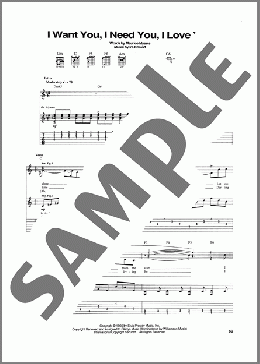 I Want You, I Need You, I Love You（Elvis Presley）のギターソロ楽譜のサンプル画像