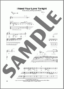 I Need Your Love Tonight（Elvis Presley）のギターソロ楽譜のサンプル画像