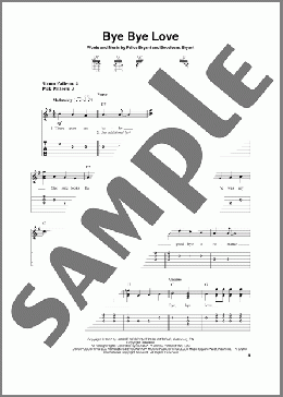 Bye Bye Love（The Everly Brothers）のギターソロ楽譜のサンプル画像