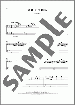 Your Song（Elton John）のピアノ連弾楽譜のサンプル画像