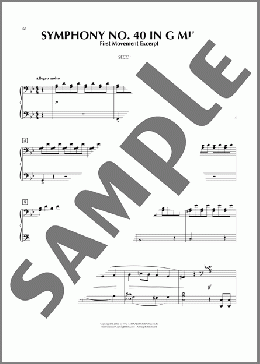 Symphony No. 40 In G Minor, First Movement Excerpt（Wolfgang Amadeus Mozart）のピアノ連弾楽譜のサンプル画像