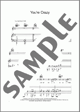 You're Crazy（Guns N Roses）のピアノ & ボーカル & ギター楽譜のサンプル画像