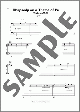Rhapsody On A Theme Of Paganini, Variation XVIII (arr. Carol Klose)（Sergei Rachmaninoff）のピアノ連弾楽譜のサンプル画像
