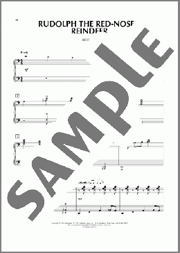 Rudolph The Red-Nosed Reindeer（John Denver）のピアノ連弾楽譜のサンプル画像
