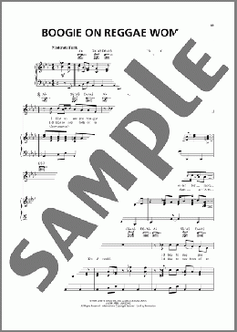 Boogie On Reggae Woman(Stevie Wonder)のピアノ & ボーカル & ギター楽譜のサンプル画像