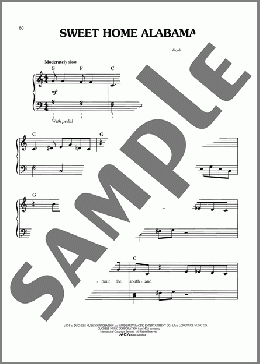 Sweet Home Alabama（Alabama/Lynyrd Skynyrd）のピアノソロ楽譜のサンプル画像