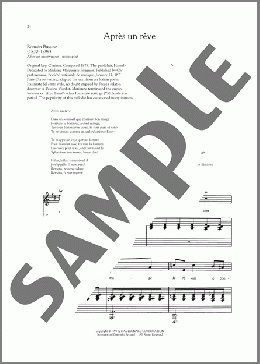 Apres Un Reve（Gabriel Faure）のピアノ & ボーカル楽譜のサンプル画像