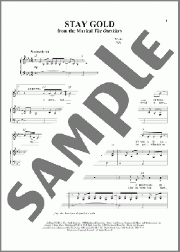 Stay Gold (from The Outsiders The Musical)（Jonathan O'neal/Zachry Chance Bearden/Justin Levine/Jonathan O'Neal, Zachry Chance Bearden and Justin Levine）のピアノ & ボーカル楽譜のサンプル画像