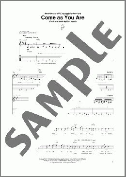 Come As You Are（Nirvana）のギターソロ楽譜のサンプル画像