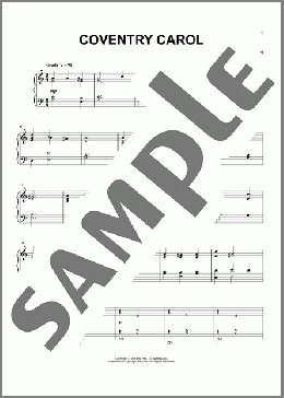 Coventry Carol（Traditional Carol）のピアノソロ楽譜のサンプル画像
