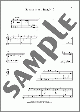 Sonata In A Minor, K. 3（Domenico Scarlatti）のピアノソロ楽譜のサンプル画像