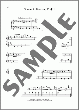 Sonata In F Minor, K. 481のピアノソロ楽譜のサンプル画像
