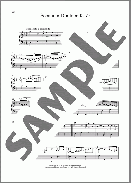 Sonata In D Minor, K. 77のピアノソロ楽譜のサンプル画像