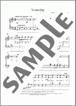 Yesterday（The Beatles）のピアノソロ楽譜のサンプル画像