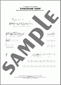 Heartbreak Hotel（Elvis Presley）のベース楽譜のサンプル画像