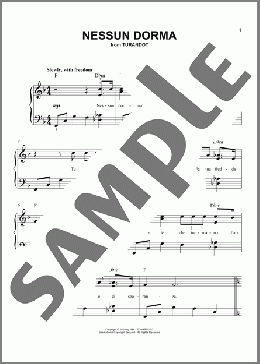 Nessun Dorma(Luciano Pavarotti)のピアノソロ楽譜のサンプル画像
