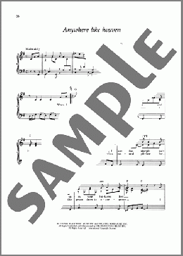 Anywhere Like Heaven（James Taylor）のピアノ & ボーカル & ギター楽譜のサンプル画像