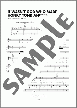 It Wasn't God Who Made Honky Tonk Angels（Kitty Wells）のピアノ & ボーカル & ギター楽譜のサンプル画像
