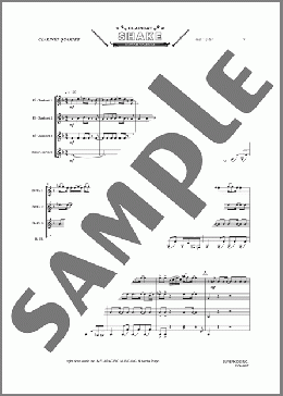 SHAKE(クラリネット四重奏)（クラリキャットシリーズ）のアンサンブルフルスコア＋全パート、初級から中級向け楽譜のサンプル画像