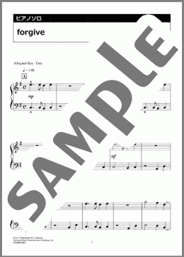 forgive（Bank Band feat. MISIA）のピアノソロ、入門向け楽譜のサンプル画像