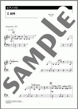 I AM（NiziU）のピアノソロ、入門向け楽譜のサンプル画像