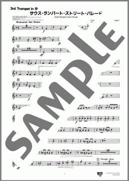 サウス・ランパート・ストリート・パレード(3rd Trumpet in B♭)（Ray Bauduc/Bob Haggart）の吹奏楽パート、中級から上級向け楽譜のサンプル画像