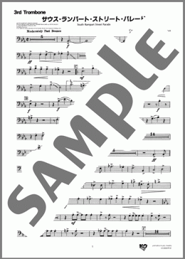 サウス・ランパート・ストリート・パレード(3rd Trombone)（Ray Bauduc/Bob Haggart）の吹奏楽パート、中級から上級向け楽譜のサンプル画像