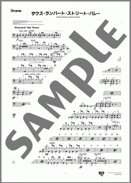 サウス・ランパート・ストリート・パレード(Drums)（Ray Bauduc/Bob Haggart）の吹奏楽パート、中級から上級向け楽譜のサンプル画像