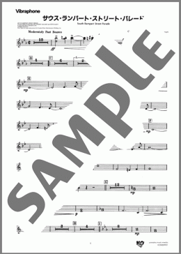サウス・ランパート・ストリート・パレード(Vibraphone)（Ray Bauduc/Bob Haggart）の吹奏楽パート、中級から上級向け楽譜のサンプル画像