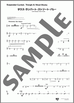 サウス・ランパート・ストリート・パレード(Suspended Cymbal, Triangle & Wood Block)（Ray Bauduc/Bob Haggart）の吹奏楽パート、中級から上級向け楽譜のサンプル画像