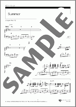 Summer(中級)(久石 譲) 楽譜 ピアノ(ソロ) 中級 ダウンロード